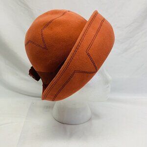 Vintage 50s 60s Felt Hat Womens Touriste Made In Switzerland‎ Handmade Orange